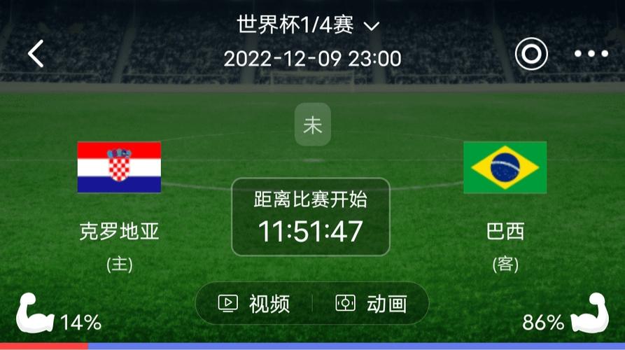 世界杯巴西vs克罗地亚实时比分